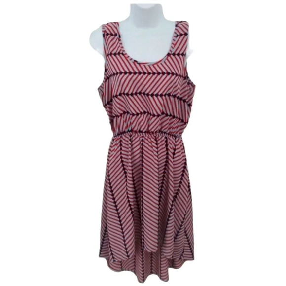 Cherish High-Low Midi Dress, Sleeveless, Red/Gray L - Picture 1 of 8